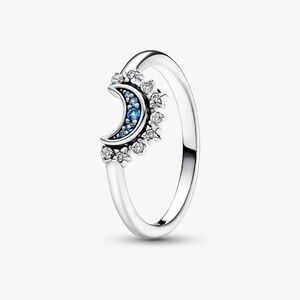 Pandora Celestial Blue Sparkling Moon RingSterling silver 192675C01-56